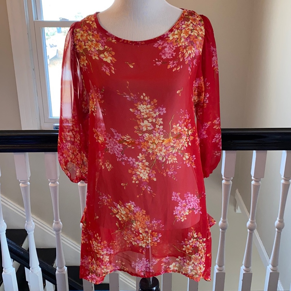 Sheer Floral Tunic
